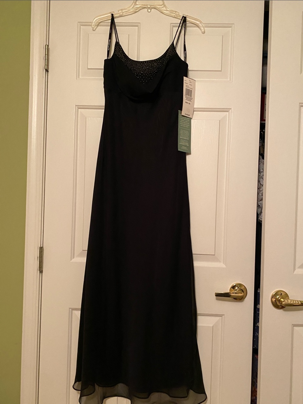 Morgan & Co. Beaded Neckline Black Evening Gown - Size 6 - NWT